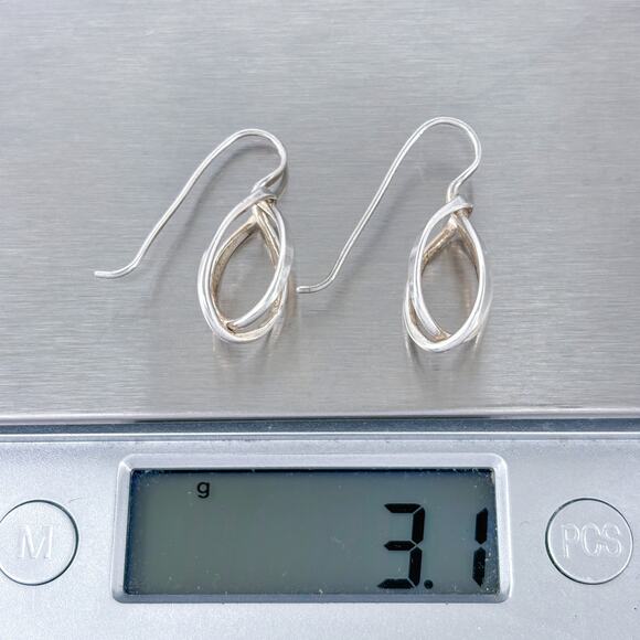 Estate Sterling Silver 925 Twisted Ribbon Dangle Earrings - Picture 8 of 8